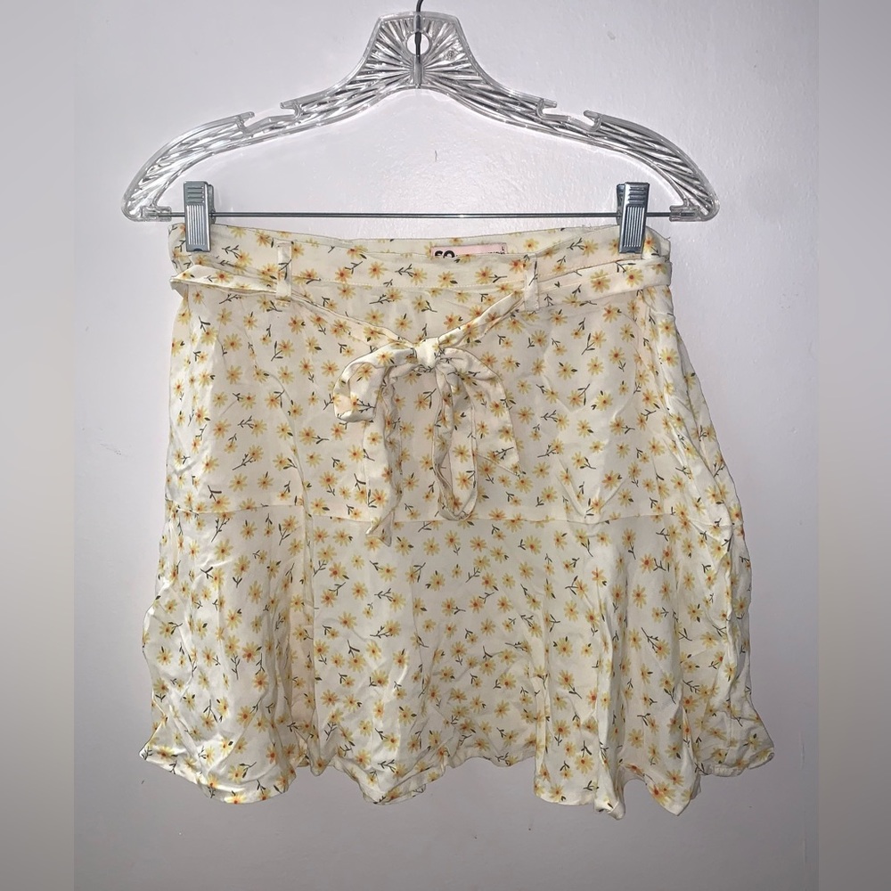 SO Girls Floral Tie Waist Mini Skirt Size Large